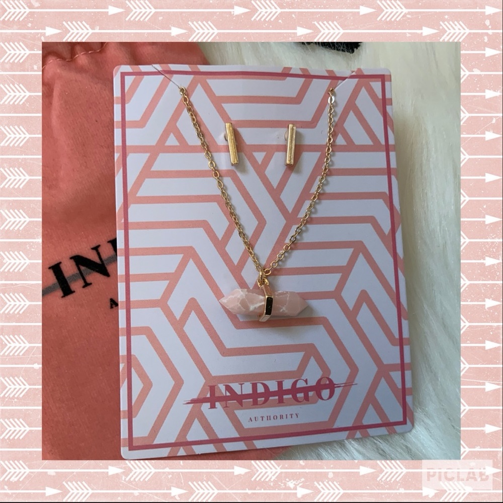 Indigo Authority Pink Coral Necklace & Earrings